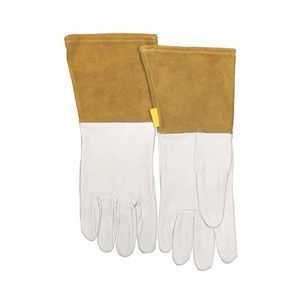 Guantes de soldadura TIG de cuero serraje de cabra y vaca, resistentes, con muñequera de punto, 7 oz, resistentes al fuego para bomberos - Product Image 1