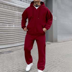 OEM Made Men's Winter Oversized Classic Full <b>Zip</b> 100% Cotton Sweatsuits 2-Piece Long Sleeve Warm Hoodies Sets Pockets - Product Image 6