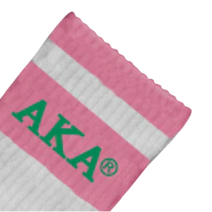 AKA Crew <b>Socks</b> Green Pink White Cotton Blend Athletic Casual Mid Calf Ribbed Soft Breathable Comfortable Daily Wear - Product Image 2