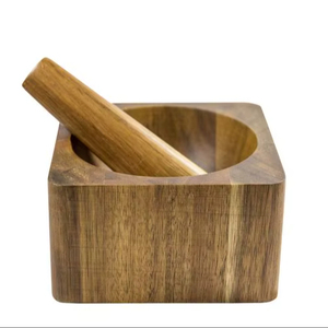 <b>Small</b> Wooden Mortar And Pestle Manual <b>Grinder</b> For Herbs Spices Salt And Flavoring Ingredient Crushing - Product Image 1