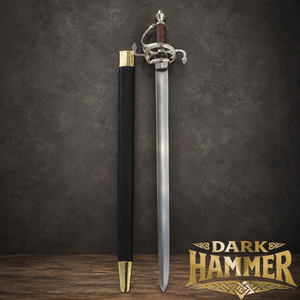Espada de Rapír Medieval Antigua de Acero de Alto Carbono Forjada a Mano, con Empuñadura Curva Personalizada, Espada de Caballero Europeo, Dark Hammer - Product Image 1