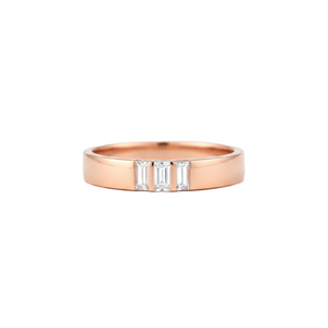 Anillo de Diamantes Cultivados en Laboratorio con Corte Baguette, Estilo Art Deco, Minimalista, con Tres Piedras, Oro Sólido de 14K/18K, Anillo de Boda Apilable, Anillo de Aniversario - Product Image 1