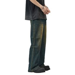 MEESAM LEATHER HOSIERY Jeans de mezclilla vintage de cintura alta, 100% algodón, de secado rápido, de peso pesado, corte regular, para hombre y mujer, lavados - Product Image 4