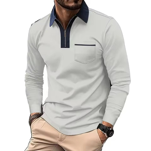 High Quality <b>Polyester</b> Business Men's Polo <b>T</b> <b>Shirt</b> Full Sleeve Designed With Zipper and Pocket with custom Logo Polo <b>Shirts</b> - Product Image 1