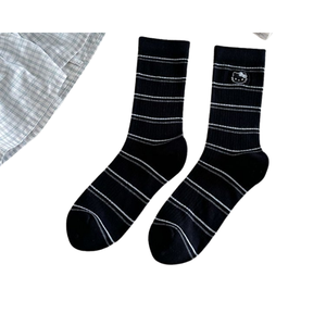 <b>Socks</b> for Women Sweet and <b>Cute</b> Embroidered Kitty <b>Socks</b> Spring and Summer Lace Double Cuff Korean Style Women's <b>Socks</b> - Product Image 6