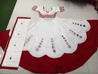 Gaun Salwar Kameez Tradisional India Pakistan untuk Wanita, Panjang hingga Lutut, Katun Bersulam, Model Longgar, Pakaian Pernikahan