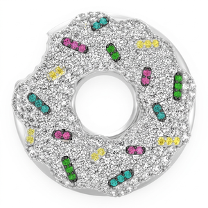 Collar con Colgante de Donuts Modernos con Diseño de Comida, Plata 925 Bañada en Oro, Diamante Moissanita Personalizado, Joyería Unisex para Niños - Product Image 1