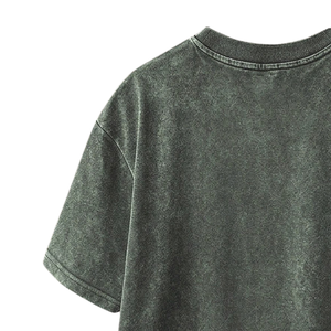 Vintage Washed Men's Oversized Short Sleeve Crew Neck Solid 100% Cotton Silk Screen Printed Jersey Fabric Breathable Casual - Product Image 4