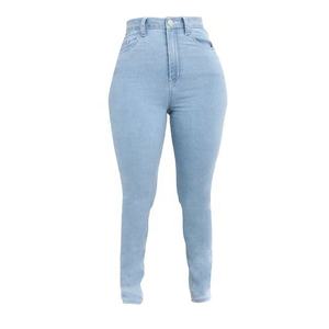 Bangladesh กางเกงยีนส์เอวสูงสำหรับผู้หญิง, กางเกงยีนส์ผ้ายืดเอวสูงผ้าซักสีฟ้าอ่อน Y2K ทรงสกินนี่ - Product Image 1