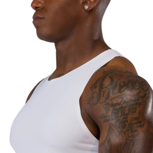 <b>Men's</b> <b>White</b> Ribbed Tank Top Lightweight Athletic Sleeveless <b>Vest</b> Stretch Fit Casual Gym Workout Summer Muscle Wear - Product Image 4