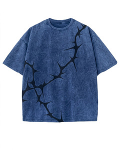 เสื้อยืดโอเวอร์ไซส์สไตล์วินเทจฟอกสี ผู้ชาย สตรีทแวร์ ผ้าฝ้าย 100% เป็นมิตรกับสิ่งแวดล้อม ระบายอากาศดี ทรงหลวมไหล่ตก ใส่ได้ทั้งชายและหญิง สไตล์ลำลอง - Product Image 1