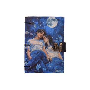 Premium <b>A5</b> Romantic Couple Moonlight Design Notebook with Lock 100 Pages Handmade Paper Journal Eco Friendly Diary Gift Notebook - Product Image 3