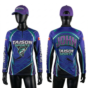 Camiseta de Pesca para Mujer de Poliéster 180GSM, Diseño de Panel Degradado Azul Océano, Manga Larga, Logotipo Sublimado - Product Image 4