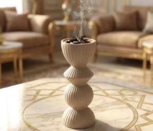 Modern <b>Matte</b> Black Finish Bakhoor Incense Holder <b>Table</b> Top Elegance Eco-Friendly Mubkhar for Home Oud Fragrances at Cheap Price - Product Image 6