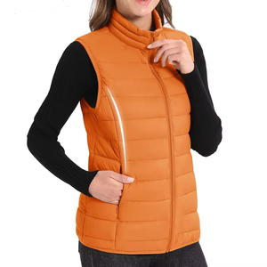 Winter Custom Logo Breathable Puffer Vest For Women's Blue Colour <b>Stand</b> Collar Sleeveless Light <b>Weight</b> Warm Outwear Zipper - Product Image 5