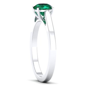 Anillo REYES con Gema de Esmeralda de Corte Redondo de 1 Quilate en Plata de Ley 925, Certificado GRA, Moissanita, Anillo de Piedra de Nacimiento, Joyería Fina - Product Image 3