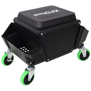 Sgabello da Meccanico Resistente con Capacità di Carico di 150 kg, Ruote Scorrevoli e Sedile Imbottito in Gomma Morbida per Armadietti Porta Attrezzi da Garage - Product Image 3