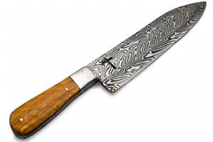 Cuchillo de Cocina Artesanal de Acero de Damasco con Mango de Madera de Miel - Product Image 6