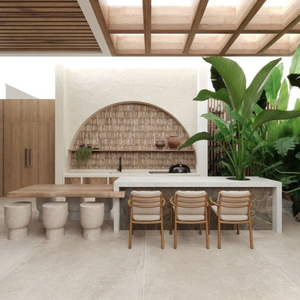 Ensemble de jardin en aluminium avec panneaux en rotin et bois massif, design moderne, origine Vietnam, capacité 6 personnes, pour usage extérieur - Product Image 4