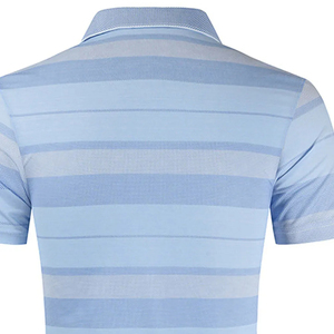 Polo à manches courtes en tricot rayé pour homme, décontracté, bleu clair, coupe classique - Product Image 4