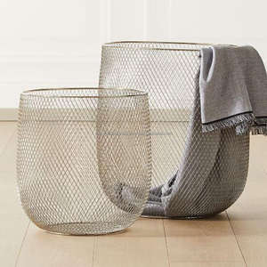 <b>Crafted</b> Cylindrical <b>Wire</b> Baskets Set Household Beverage Container Baskets And Bins Black Powder Coated Multifunction Basket Set - Product Image 2