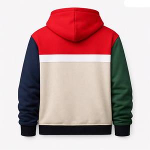 Sudadera con Capucha para Hombre, Diseño Color Block, Corte Regular, Mezcla de Algodón y Poliéster, Felpa Francesa, Ropa Casual de Invierno, con Bolsillos - Product Image 3