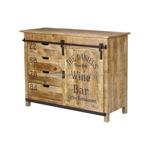 Meuble de bar en bois massif, meuble de rangement moderne, buffet brun, armoire de bar à 2 portes, rangement de luxe, meuble de salon fait main - Product Image 4