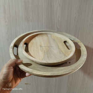ถาดเสิร์ฟไม้มะม่วงทรงกลม ทำด้วยมือจากไม้ธรรมชาติ ราคาถูก - Product Image 4