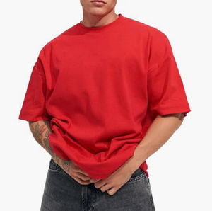Custom Solid Heavyweight Regular Fit Drop Shoulder Thick 100% Cotton Breathable Quick Dry <b>T</b>-<b>Shirt</b> for Men - Product Image 4
