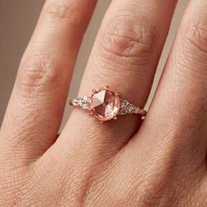 Elegante Anillo de Compromiso con Diamante Rosa Cultivado en Laboratorio, Corte Rosa, 1.00 CT, VS2, Oro Sólido de 14K, Joyería para Mujer para Bodas y Fiestas - Product Image 1