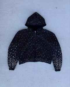 Sweat à capuche unisexe surdimensionné personnalisé avec strass étincelants, en tissu polaire écologique, confortable et chaud, idéal pour le style urbain en hiver - Product Image 6