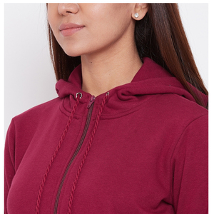 Sudadera con capucha y cremallera para mujer, color sólido, manga larga, tejido de algodón, transpirable, ropa informal de otoño - Product Image 5