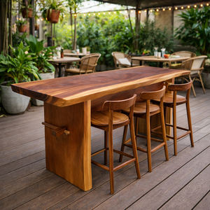 Table de bar en bois massif de qualité supérieure, de forme carrée, en bois de suar, avec bord naturel, style moderne, pour café, pub - Product Image 5