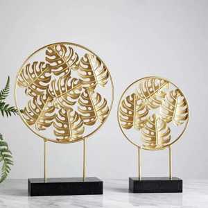 Set of 2 Gold Metal <b>Tree</b> Branch Sculptures Abstract Twig Coral Figurines Nordic <b>Tabletop</b> Centerpiece White Cylinder Marble Base - Product Image 6