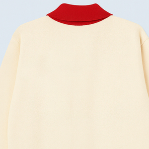 custom |Delta| sorority DST ivory and Red Varsity <b>Cardigan</b> Sweater for Men and Women Custom Letter Embroidery Knit Button up - Product Image 6