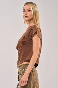 Haut court asymétrique à une épaule pour femme, couleur unie, en coton tricoté, coupe ajustée, style décontracté urbain - Product Image 3