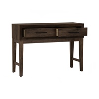 Console rustique finition noyer avec 2 tiroirs et base sur pieds, design moderne pour chambre, entrée et salon