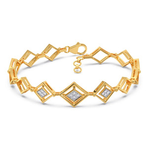 Pulsera de Eslabones de Diamantes con Marco Cuadrado Geométrico Abierto - Product Image 1
