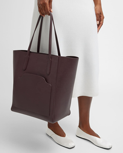 Bolso Tote Minimalista de Cuero Genuino, Color Sólido, Parte Superior Abierta, Uso Diario, Bolso de Mano para Mujer, Todas las Temporadas - Product Image 3