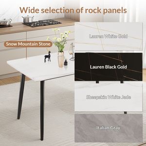 Tavolo da Pranzo Bianco da 63 Pollici in Pietra Sinterizzata/Marmo/Porcellana per Cucina e Soggiorno, Esclusivo per Uso Domestico - Product Image 6