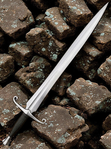 Hand Forged Elven Fantasy <b>Sword</b> With Curved Guard & Leather Sheath | Medieval Short <b>Sword</b> | Display <b>Sword</b> Gift for Boyfriend, - Product Image 2