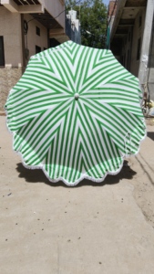 Parasol de jardin unique à motif imprimé en relief, style bohème indien, parasol de plage, protection solaire pour terrasses, fait main, vert - Product Image 5