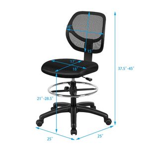 Sedia da Ufficio Ergonomica con Schienale Medio in Rete, Altezza Regolabile, 1 Pezzo - Product Image 4