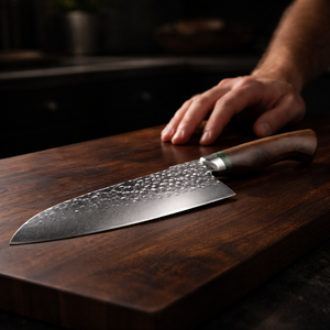 Couteau de cuisine japonais artisanal en acier carbone 10-11,9 pouces avec manche en bois de fer, étui en cuir, logo personnalisé, coffret cadeau - Product Image 2