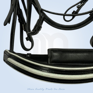 Brida de cuero con logo personalizado al por mayor, con brillantina incrustada, acolchada, para caballo, equipo de doma anatómica, de acero inoxidable - Product Image 6