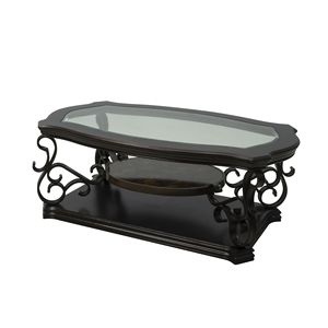 Tavolo da Cocktail 132 cm L x 81 cm L x 51,6 cm H con Piano in Vetro, Gambe in Metallo con Finitura a Polvere, Ripiano Centrale in MDF Rivestito in Carta Effetto Marmo - Product Image 3