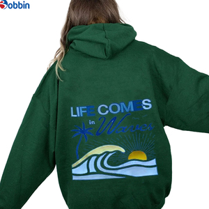 Sudadera con Capucha Rosa para Mujer, Diseño de Moda con Estampado de Ondas, Sudadera Informal de Invierno, Tejida en Algodón, Manga Larga, Logotipo Bordado - Product Image 3