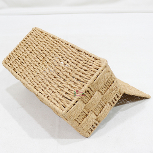 Handwoven Paper Rope <b>Rectangular</b> <b>Storage</b> <b>Basket</b> Desktop Organizer Box with Attached Lid - Product Image 5