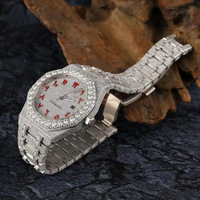 Reloj de Cuarzo para Hombre Iced Diamond, Caja de Aleación de 41 mm, Correa de Acero Inoxidable de 20 mm/10 mm, Resistente al Agua 10 Bar, Fecha Automática, Pantalla Analógica, Estilo Moderno