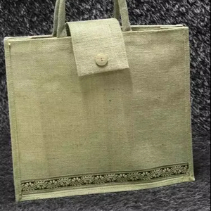 Sac de courses classique en jute laminé avec impression numérique, lavable, pour usage promotionnel et de voyage - Product Image 1